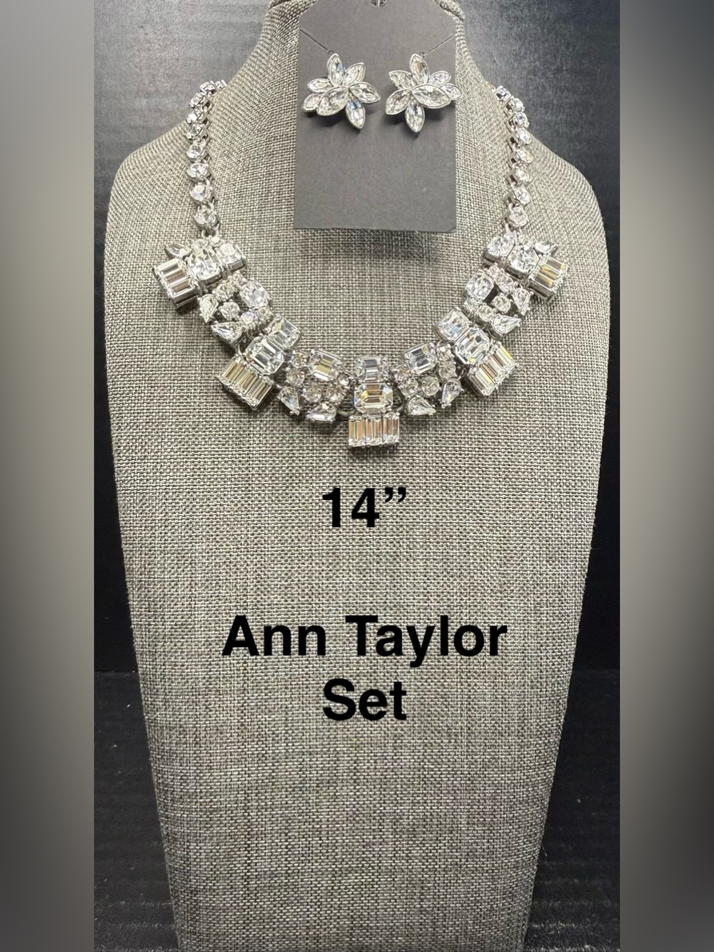 Ann Taylor Silver Crystal Collar Necklace